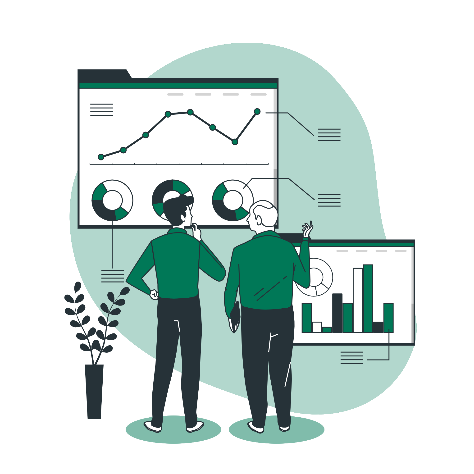 a man looking at a graph