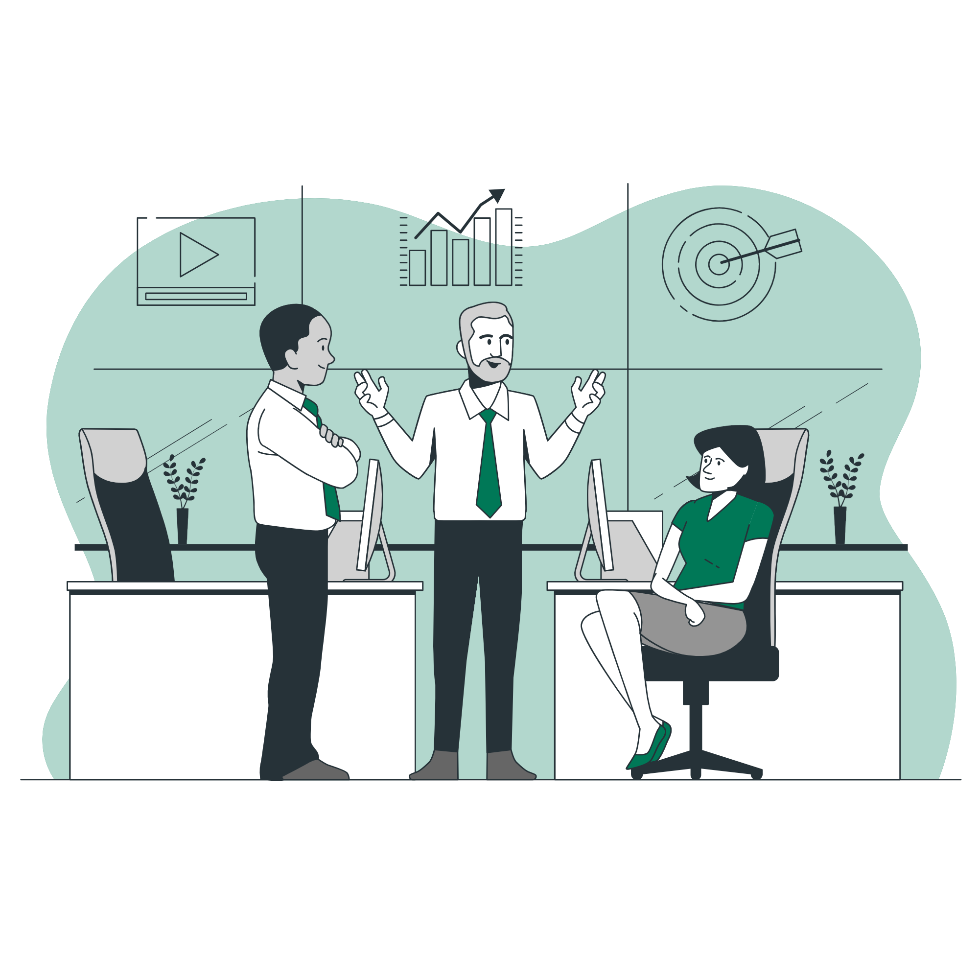 a group of people in an office